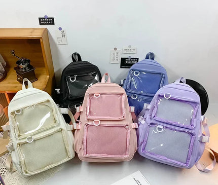 Sac à Dos Voyage Kawaii Poches Transparentes