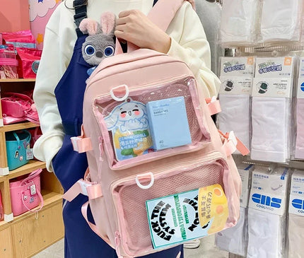 Sac à Dos Voyage Kawaii Poches Transparentes