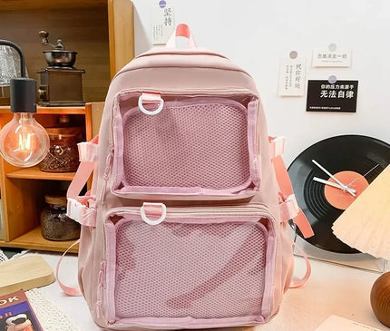 Sac à Dos Voyage Kawaii Poches Transparentes