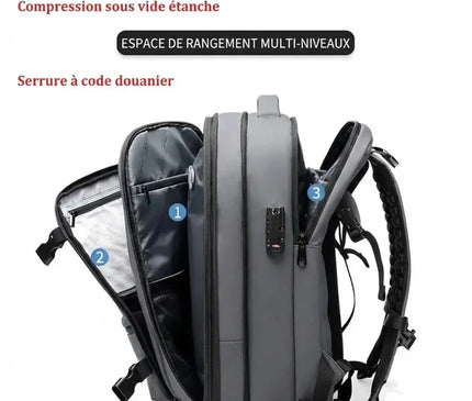 Sac à Dos Voyage Grande Capacité Ordinateur Gris