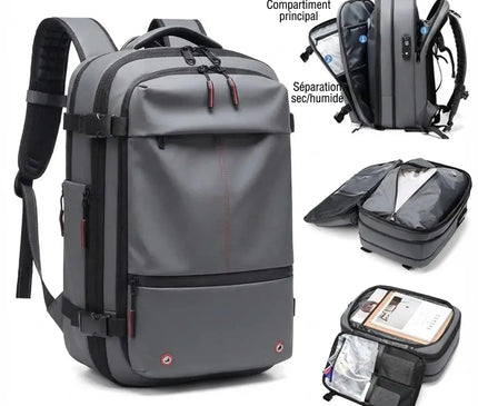 Sac à Dos Voyage Grande Capacité Gris